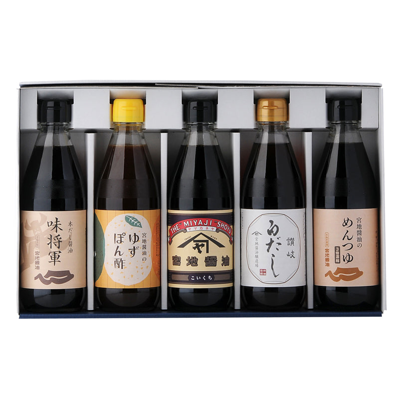 味将軍・ゆずぽん酢・こいくち(貴揚)・白だし・めんつゆ 各360ml×5本セット