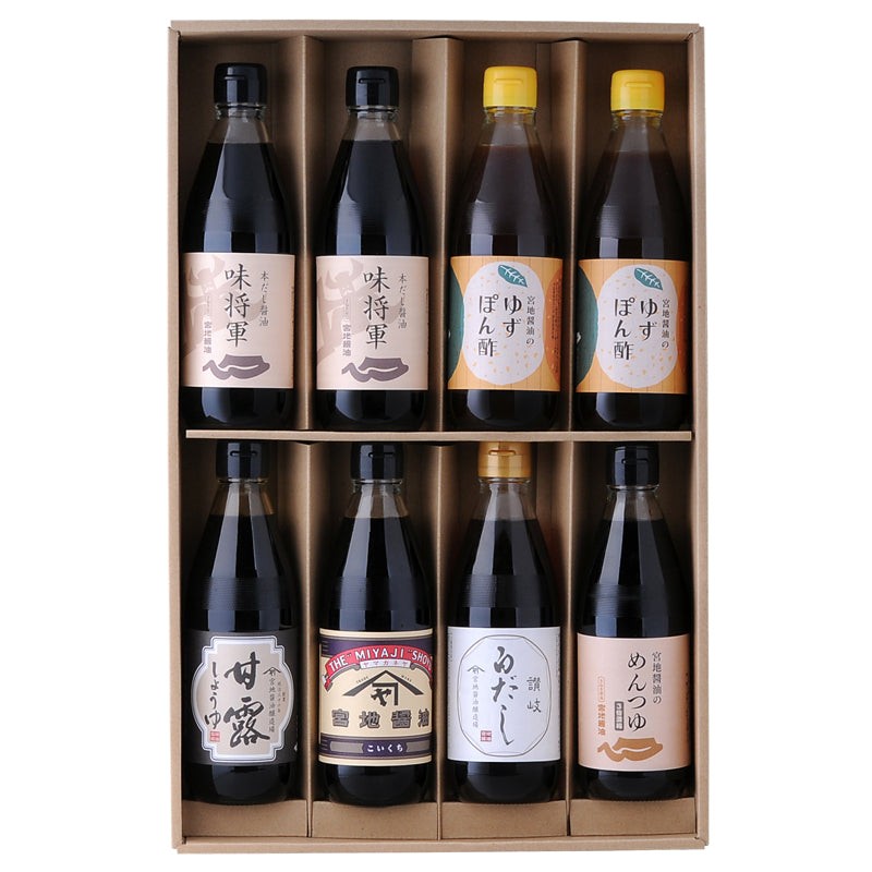 味将軍×2本・ゆずぽん酢×2本・甘露しょうゆ・こいくち(貴揚)・白だし・めんつゆ×4本セット